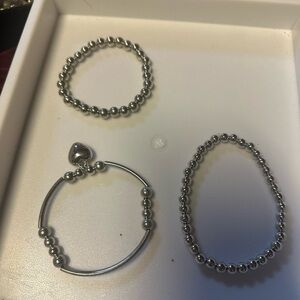 Elegant‎ Silver Beaded Bracelet Set